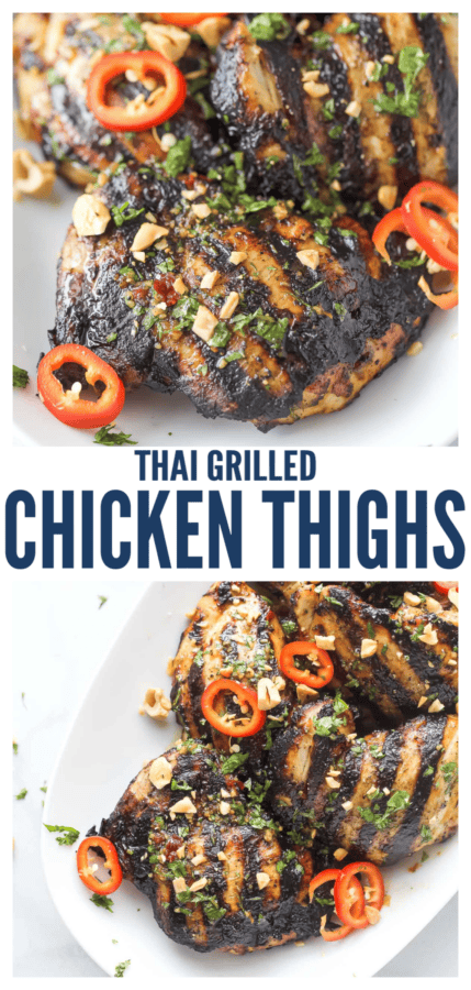 pinterest image for Thai Grilled Chicken Thighs