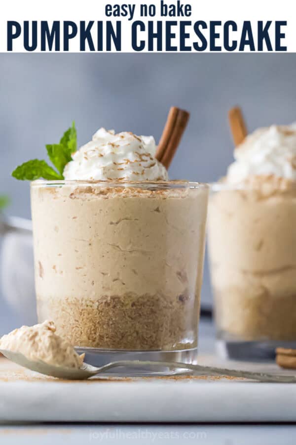 pinterest image for No Bake Pumpkin Cheesecake with Graham Cracker Crust