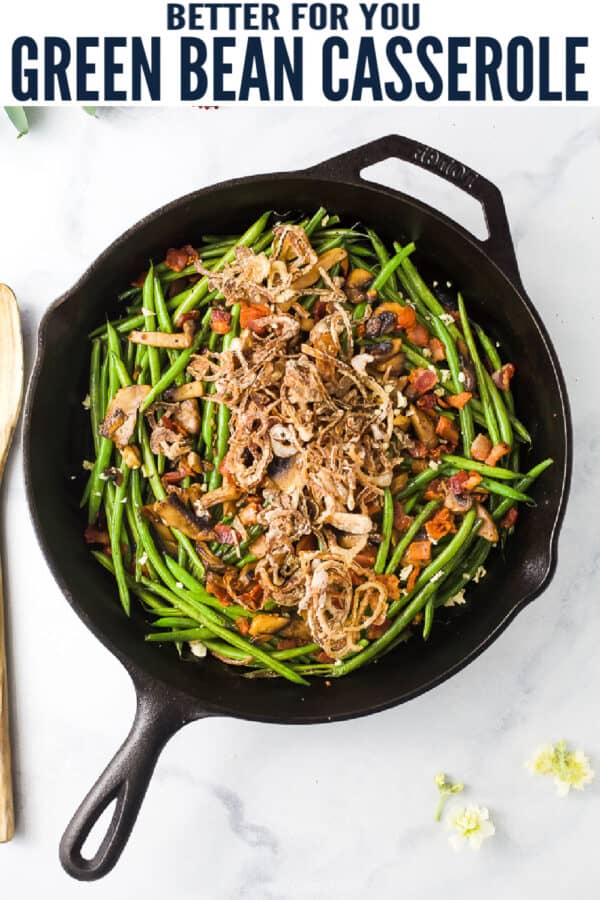 pinterest image for Healthy Green Bean Casserole