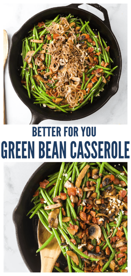 pinterest image for Healthy Green Bean Casserole