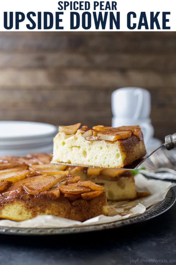 pinterest image for Pear Upside Down Cake