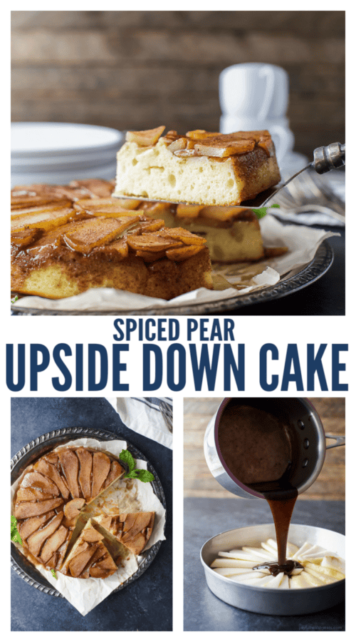 pinterest image for Pear Upside Down Cake