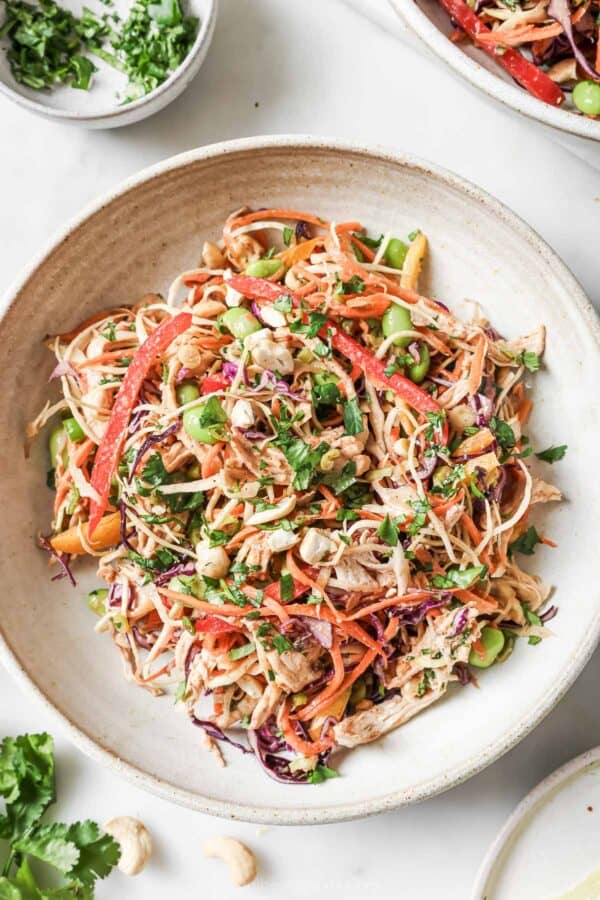 Bowl of chopped Thai chicken salad