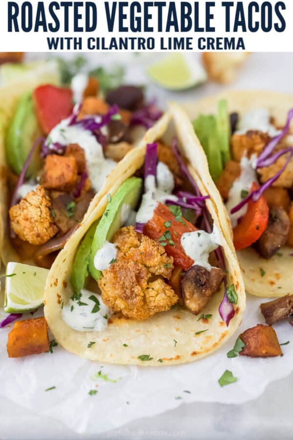 pinterest image for Roasted Vegetable Tacos