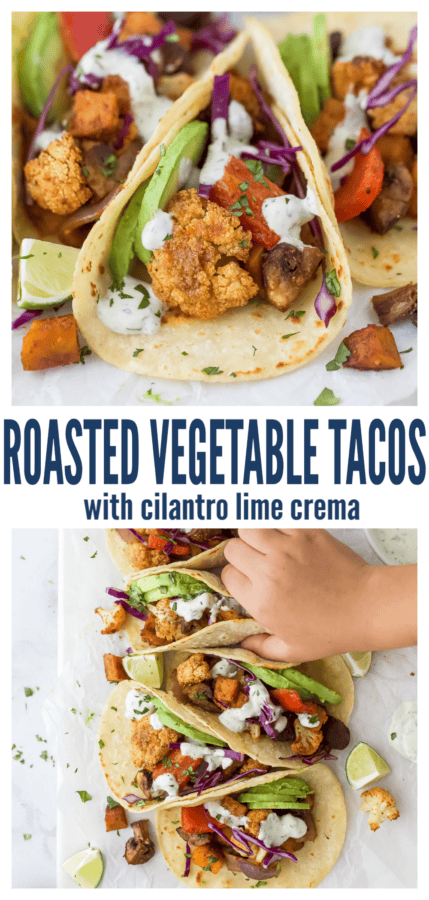 pinterest image for Roasted Vegetable Tacos