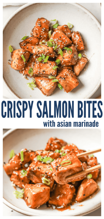 pinterest image for Crispy Salmon Bites