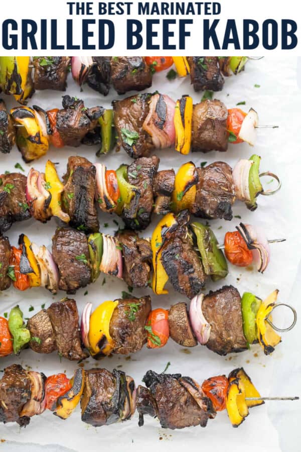 pinterest image for Grilled Beef Kabobs