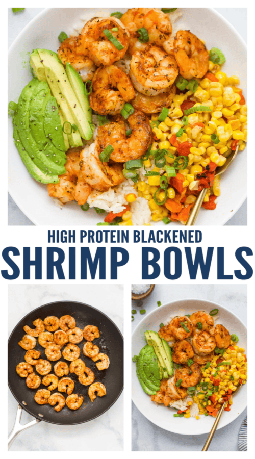 pinterest image for Blackened Shrimp Bowls