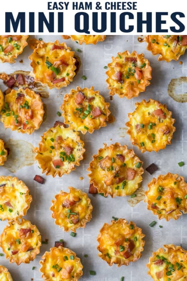 pinterest image for SUPER Easy Mini Quiche Recipe