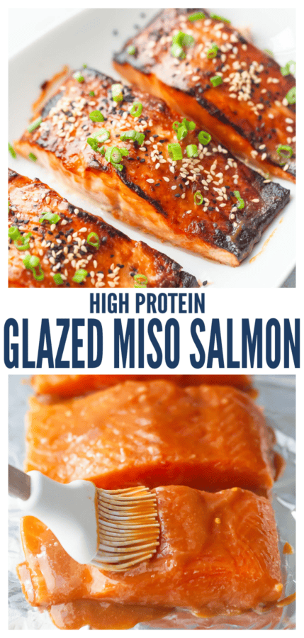 pinterest image for Miso Glazed Salmon