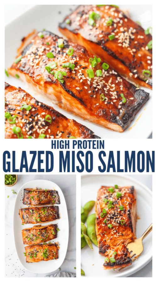 pinterest image for Miso Glazed Salmon