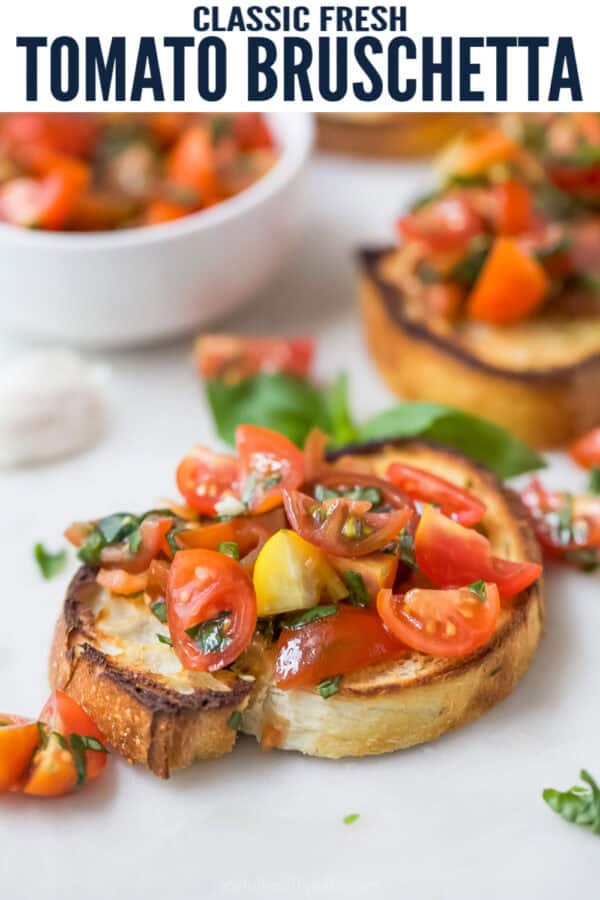pinterest image for Classic Tomato Bruschetta Recipe