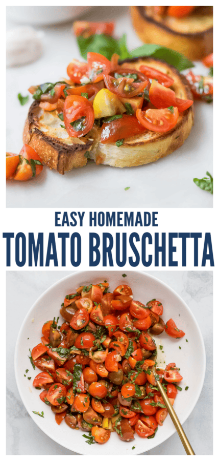 pinterest image for Classic Tomato Bruschetta Recipe