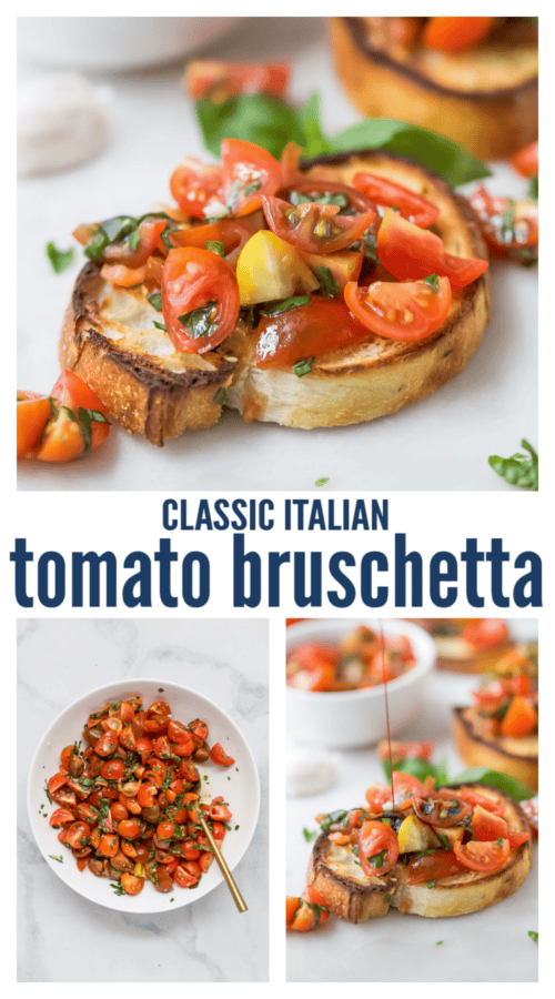 pinterest image for Classic Tomato Bruschetta Recipe