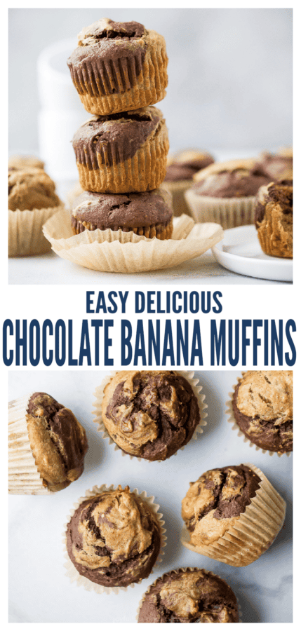pinterest image for Marbled Chocolate Banana Muffins