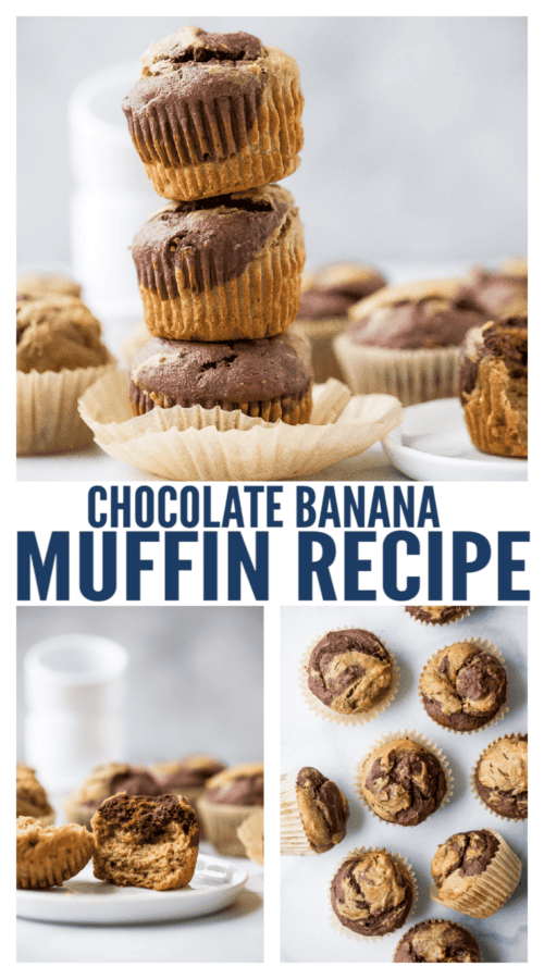 pinterest image for Marbled Chocolate Banana Muffins
