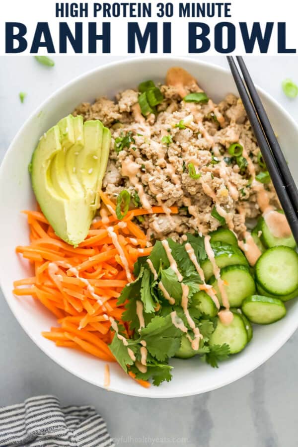 pinterest image for Ground Turkey Banh Mi Bowls