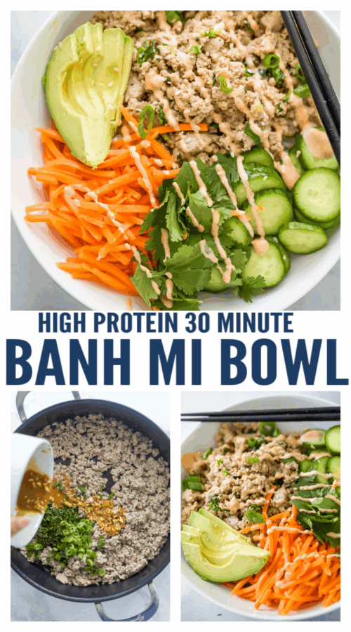 pinterest image for Ground Turkey Banh Mi Bowls