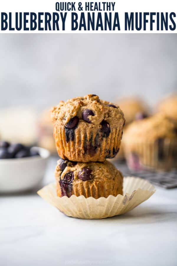pinterest image for Banana Blueberry Muffin Recipe