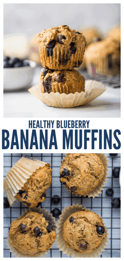 pinterest image for Banana Blueberry Muffin Recipe