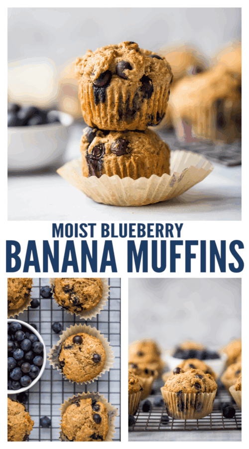 pinterest image for Banana Blueberry Muffin Recipe