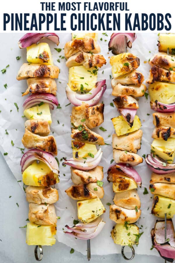 pinterest image for Pineapple Chicken Kabobs