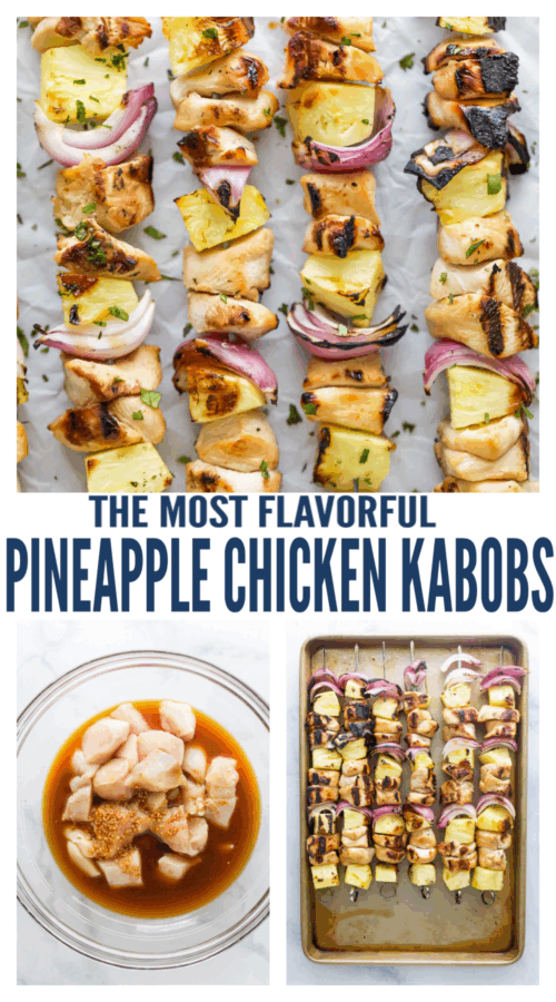 pinterest image for Pineapple Chicken Kabobs