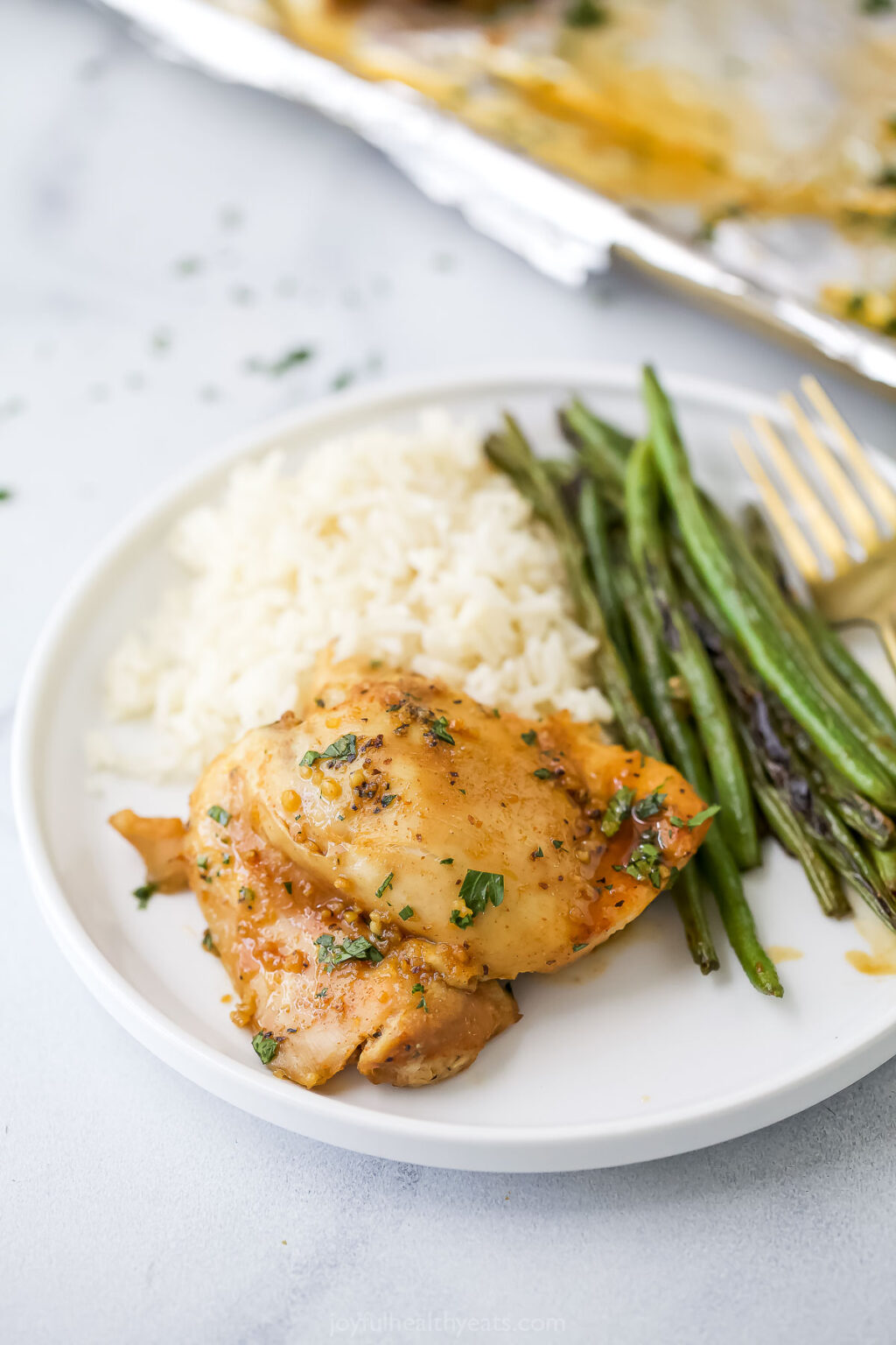 Honey Garlic Slow Cooker Chicken Thighs | Joyful Healthy Eats
