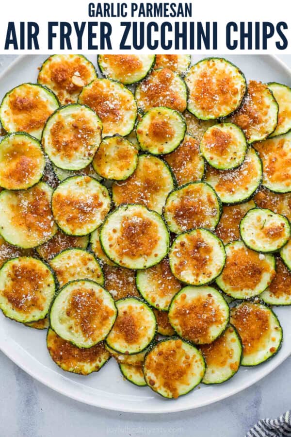 pinterest image for Crispy Air Fryer Zucchini Chips