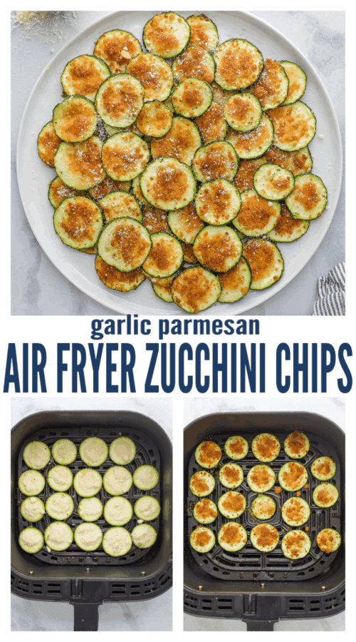pinterest image for Crispy Air Fryer Zucchini Chips