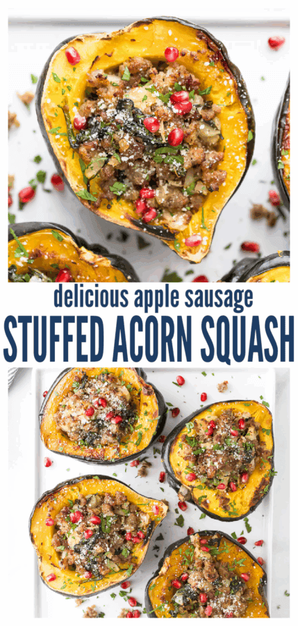 pinterest image for Sausage Stuffed Acorn Squash