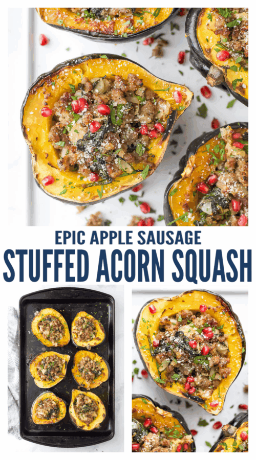 pinterest image for Sausage Stuffed Acorn Squash
