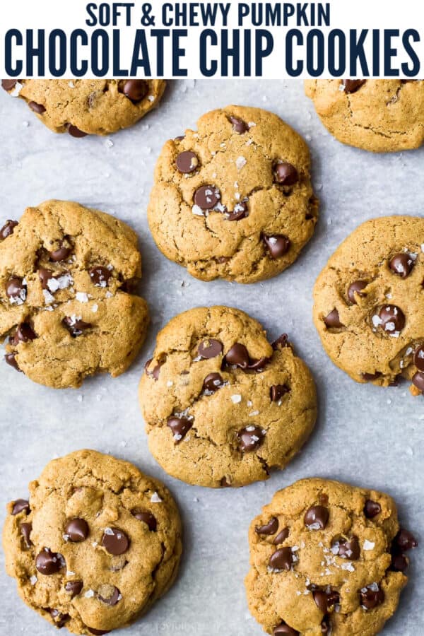 pinterest image for Epic Vegan Pumpkin Chocolate Chip Cookies