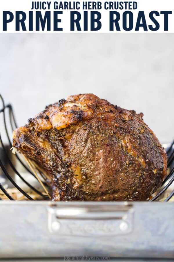 pinterest image for Garlic Herb Prime Rib Roast