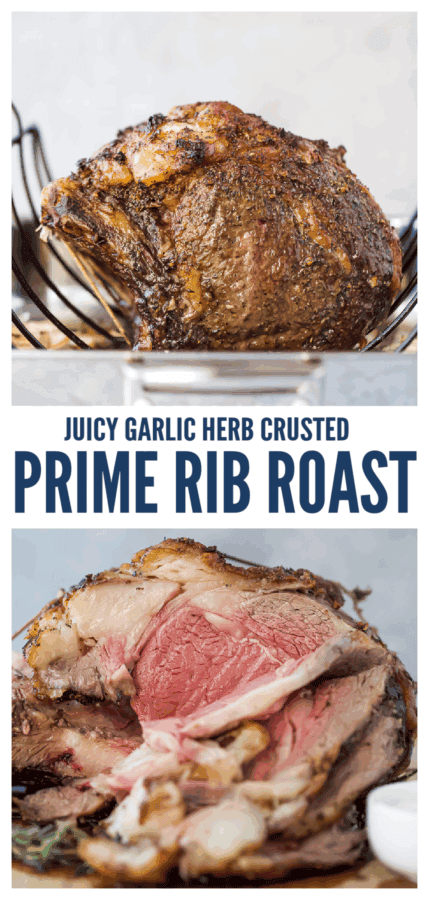 pinterest image for Garlic Herb Prime Rib Roast