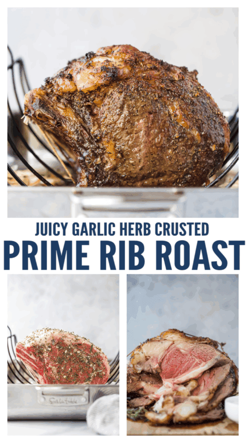 pinterest image for Garlic Herb Prime Rib Roast