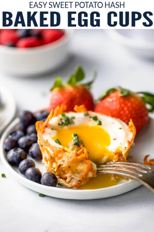 pinterest image for Easy Sweet Potato Hash Baked Egg Cups