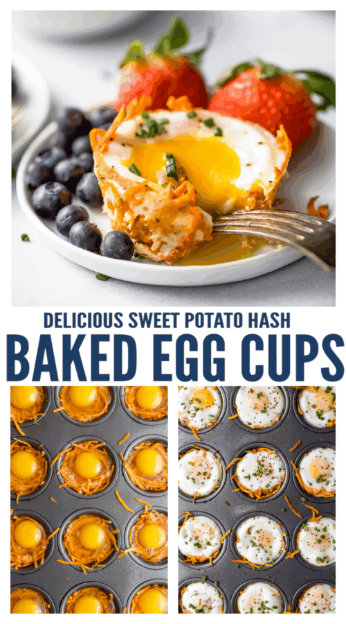 pinterest image for Easy Sweet Potato Hash Baked Egg Cups