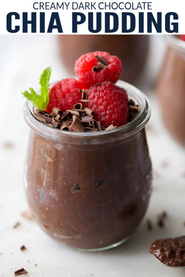 pinterest image for Decadent Dark Chocolate Chia Pudding