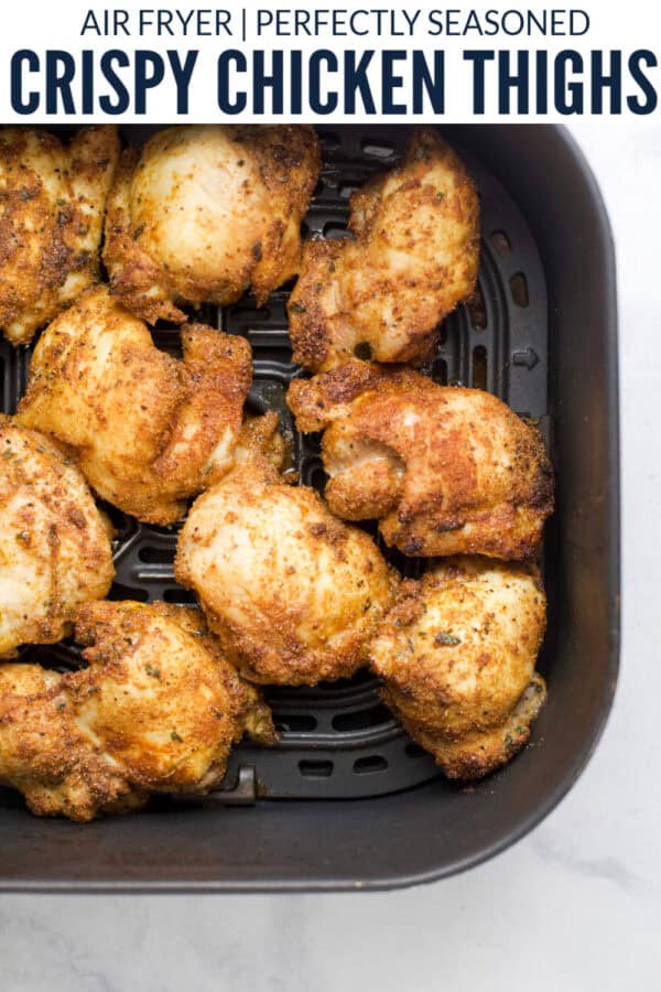 pinterest image for Crispy Air Fryer Chicken Thighs