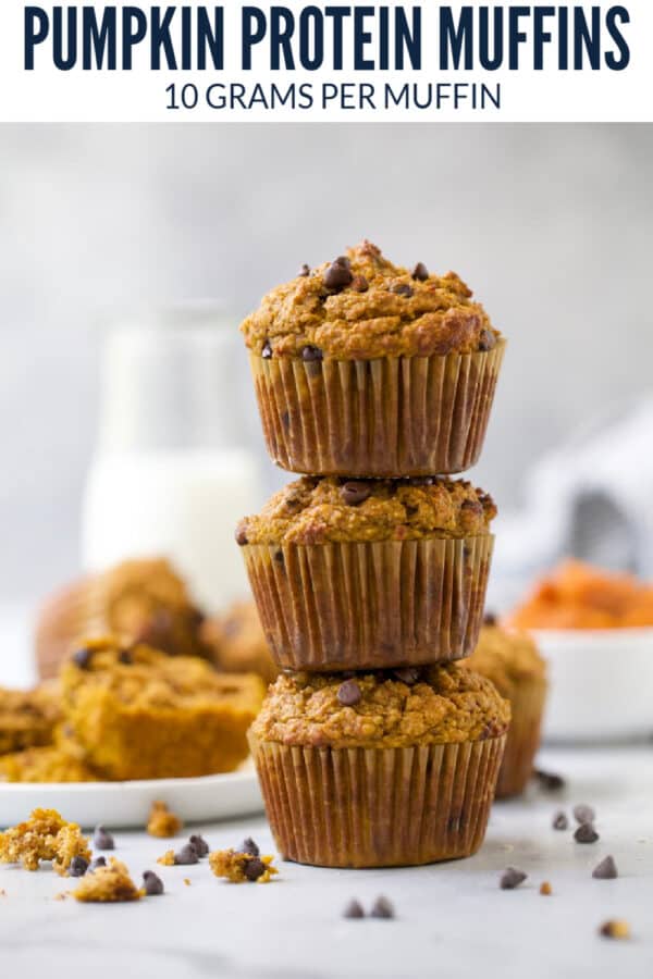 pinterest image for Pumpkin Protein Muffins