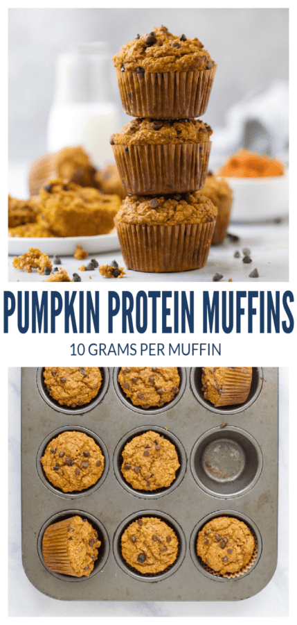 pinterest image for Pumpkin Protein Muffins