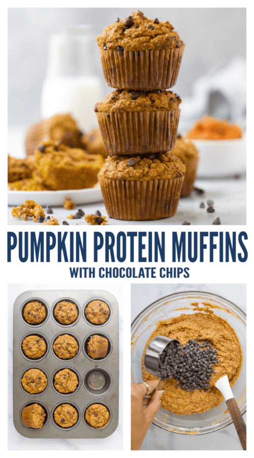 pinterest image for Pumpkin Protein Muffins